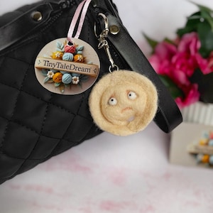 Wool Felt Dumpling Keychain – Needle Felted Food Bag Charm