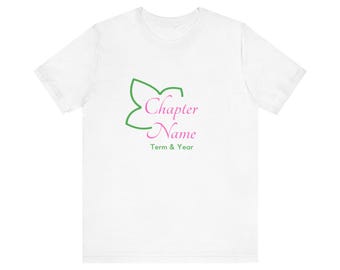 Custom Sorority Chapter T-Shirt | Pink & Green Ivy Design | Personalized Chapter Name + Term  Year