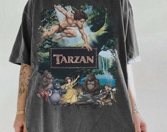 Camiseta vintage de Tarzán de Disney, camiseta de Tarzán y Jane, camiseta de Disney World Animal Kingdom, regalo para vacaciones familiares de Disney, camiseta retro de la jungla