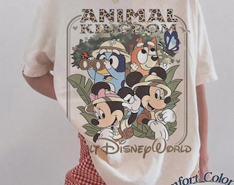 Vintage Disney Animal Kingdom Safari Shirt, Cute Bluey Mickey Minnie Tee, Let's Get Wild T-Shirt, WDW Disneyland Family Vacation Trip Wear