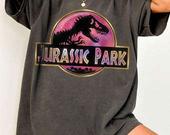 Camiseta vintage de Parque Jurásico con colores cómodos, camiseta retro con estampado de dinosaurios, camiseta unisex con el logo de la película, conjunto familiar a juego, camiseta de película de los 90