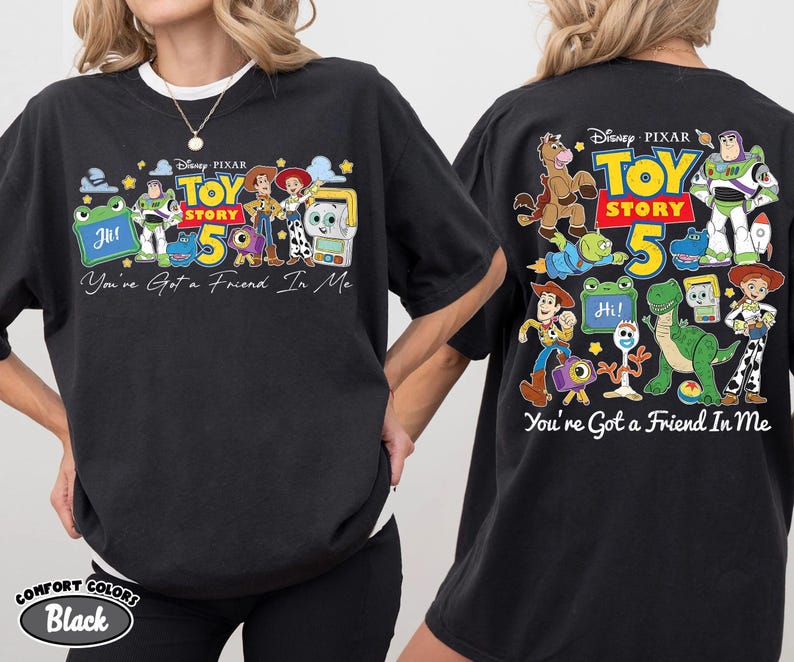 Koszulka Retro Toy Story 5, dwustronna koszulka Woody'ego Lenny'ego z Panem Czarownikiem, koszulka „Masz we mnie przyjaciela”, rodzinna wycieczka Disneya na wakacje 2026, prezent od Pixara zdjęcie 9