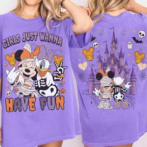 Vintage Minnie Daisy Besties Disney Halloween Shirt, Trick or Treat Best Friends Girl Trip Tee, WDW Girls Weekend Spooky Season Party Gift