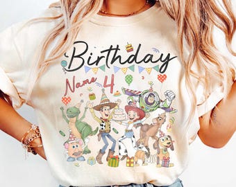 Personalisierte Toy Story Geburtstag Shirt Alter, kundenspezifische Disney Buzz Woody Jessie Shirt, Kinder Kleinkind Disneyland Disney World Familienausflug Geschenk