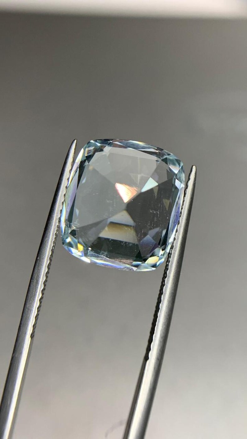9.30 Ct Natural Aquamarine Cushion Cut Ocean Blue Loose Gemstone image 4