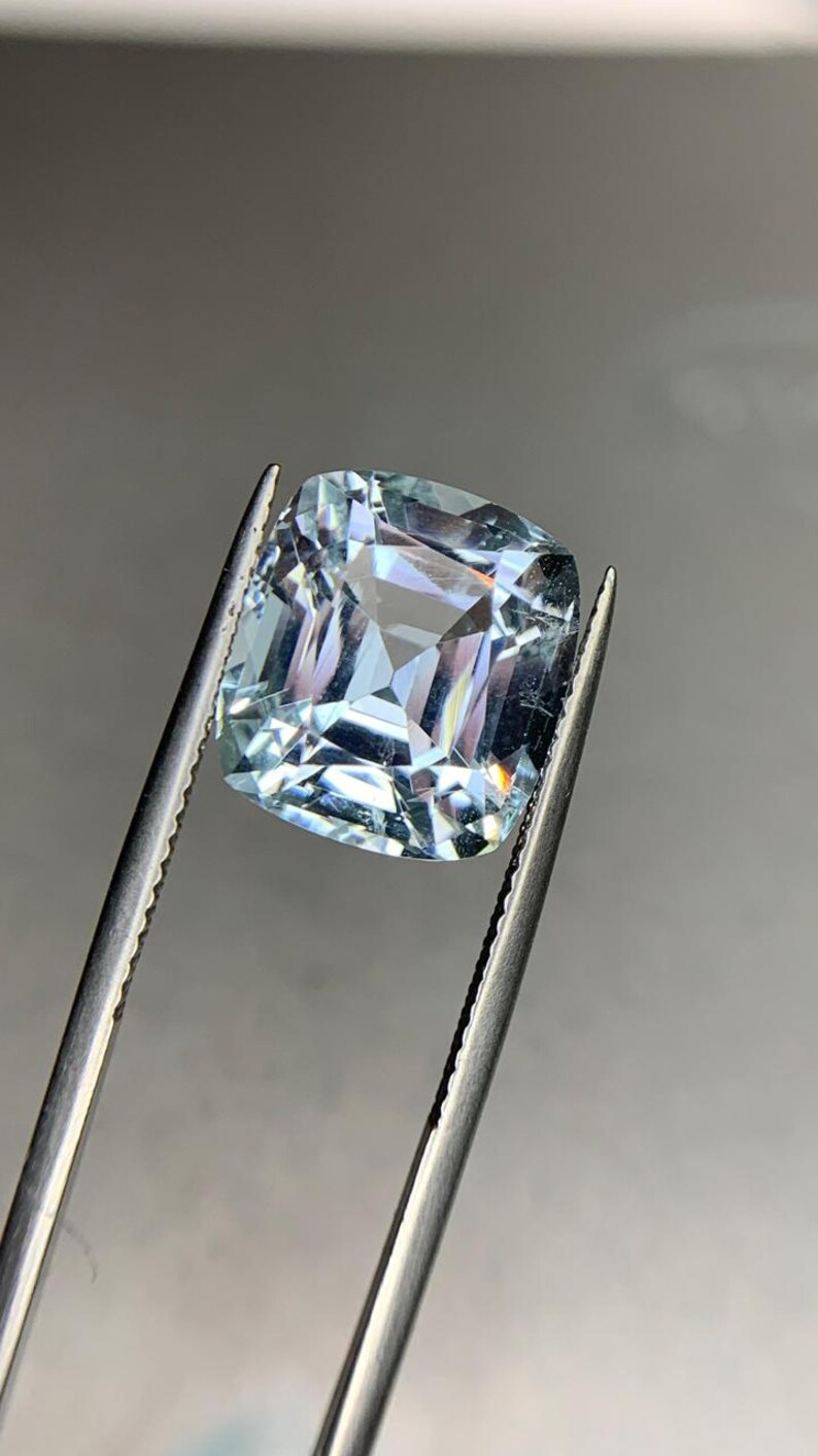 9.30 Ct Natural Aquamarine Cushion Cut Ocean Blue Loose Gemstone image 2