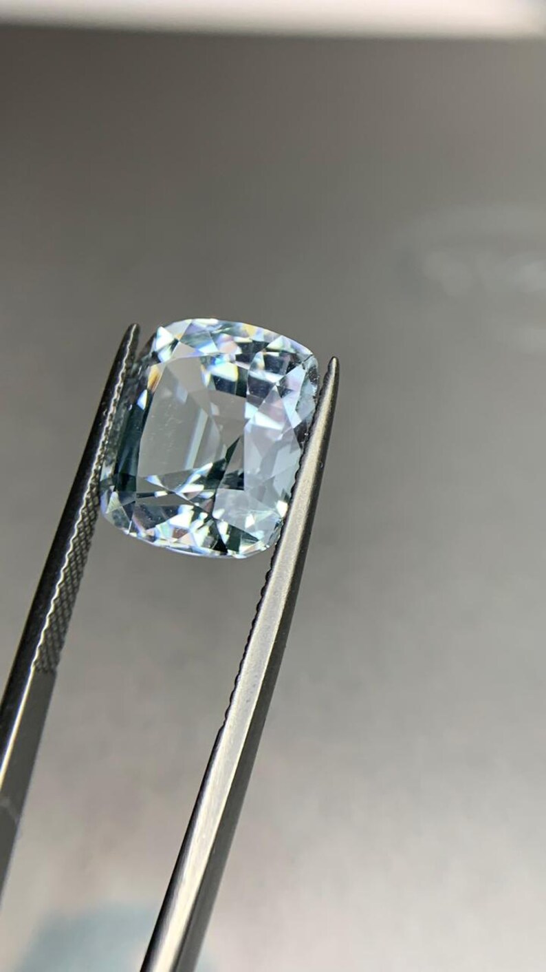 9.30 Ct Natural Aquamarine Cushion Cut Ocean Blue Loose Gemstone image 5