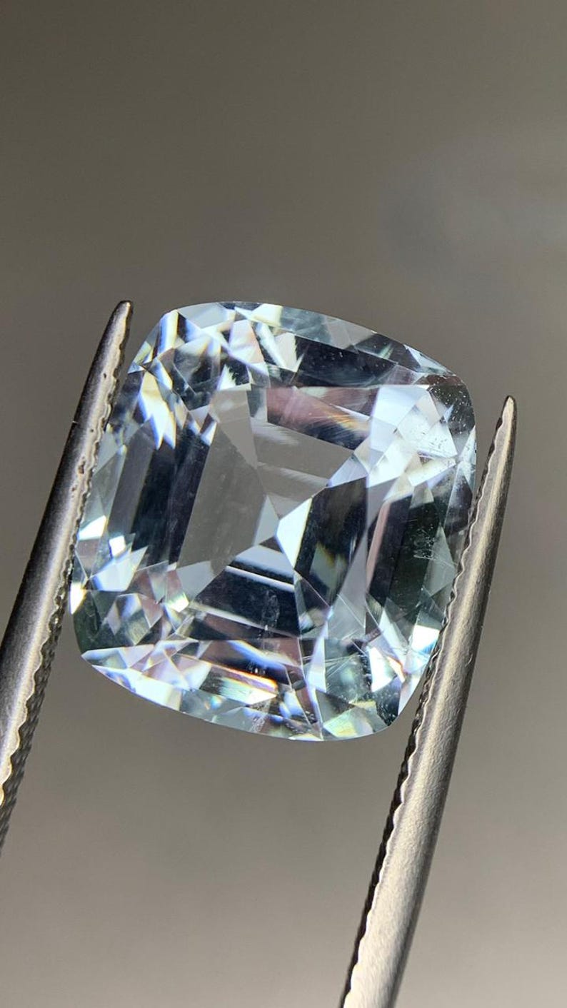 9.30 Ct Natural Aquamarine Cushion Cut Ocean Blue Loose Gemstone image 1