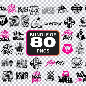 80 Huntrix Kpop Demon Hunters PNG, Kpop Idol Group Shirt design, Girl Dinner Png, Saja Boys Girls Bands Png, Huntrix fans, Digital Download