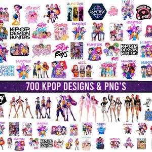 700 Huntrix Kpop Dämonenjäger PNG, Kpop Idol Gruppe Shirt Design, Mädchen Abendessen Png, Saja Jungen Mädchen Bands Png, Huntrix Fans, digitaler Download