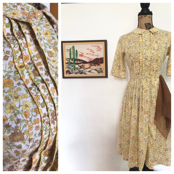 Vintage Floral 50s Dress XS-S