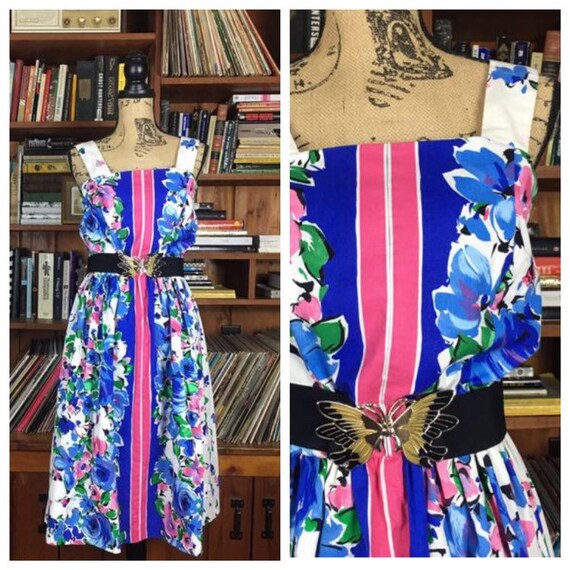 Vintage 80s-does-50s Floral Abstract Vibrant Viole