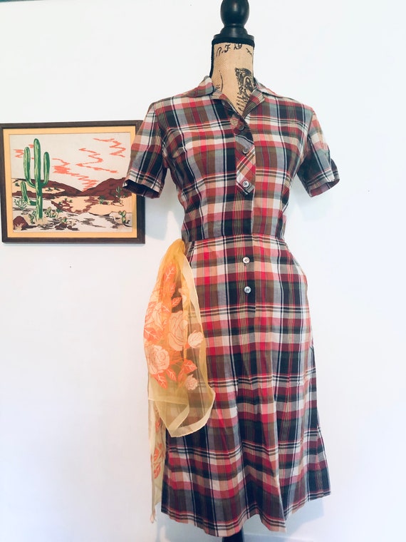 50s Plaid Tartan Dress