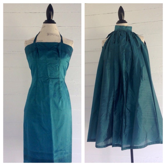 Vintage 1960s Cocktail Dress with Cape - image 1