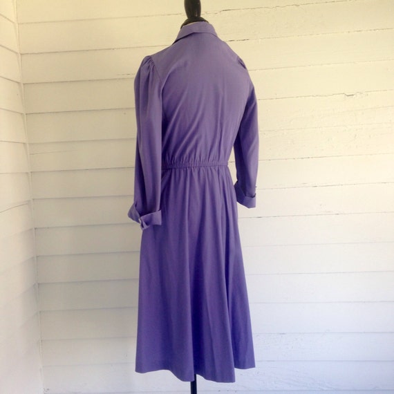 Vintage Periwinkle 80s-does-50s Dress w Pockets - image 3