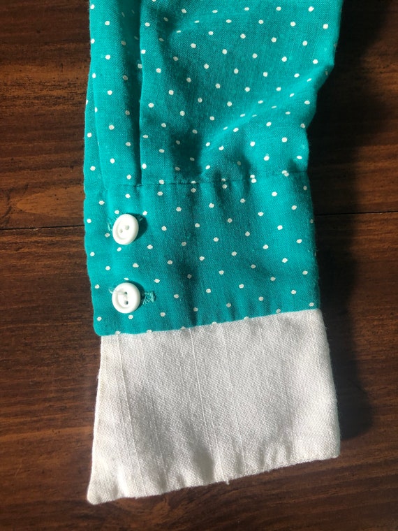 80s Does 50s Teal Polka Dot Dress - image 9