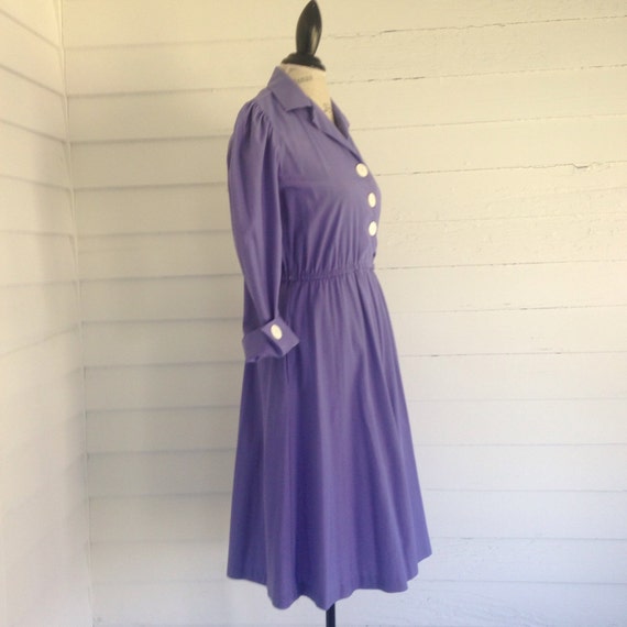 Vintage Periwinkle 80s-does-50s Dress w Pockets - image 2