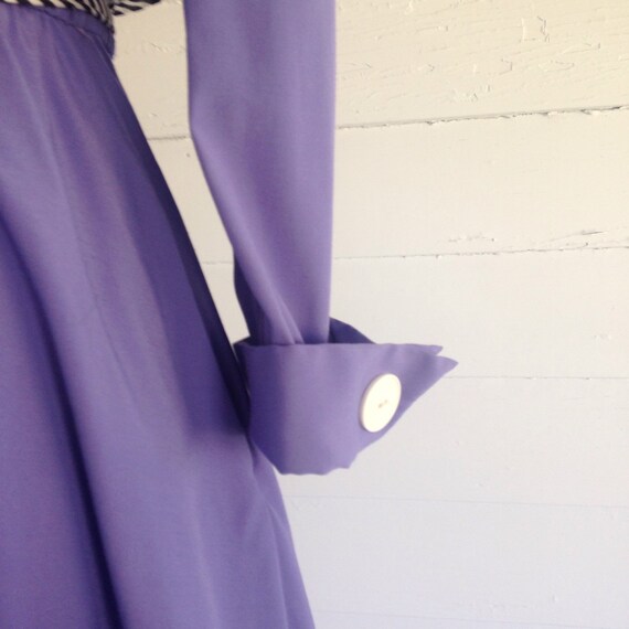 Vintage Periwinkle 80s-does-50s Dress w Pockets - image 4