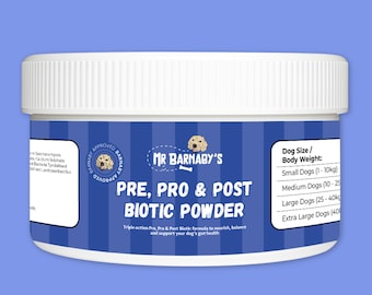 Pre, Pro and Post Biotic Powder For Dogs | 250g | Food Topper Supplement For Digestive Health, Nutrient Absorption and Immune Strength