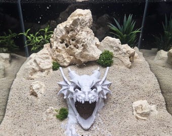 Untertagedrache Aquarium Höhle Dekor | Fantasy Drachensiederei Fischversteck | Aquascape Höhle für Fische, Garnelen und Reptilien