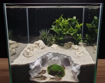 The Rapids - Aquarium Cave Tunnel Decor – White Rock Arch Aquascape | Natural Fish, Shrimp and Reptile Hideout - Dual Entry Design