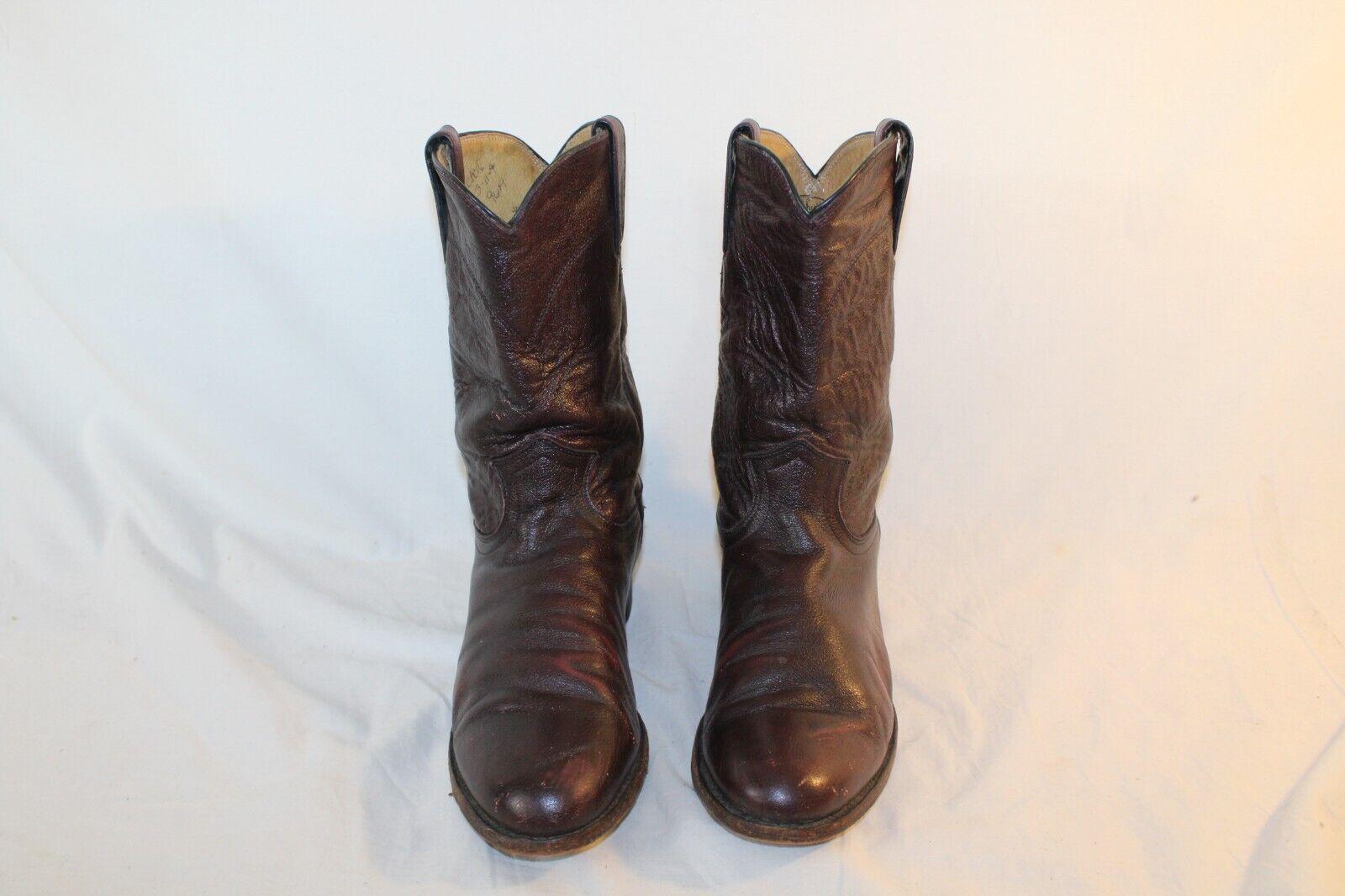 Justin Jackson Western Cowboy Boots Maroon Leather Riding  display picture 2