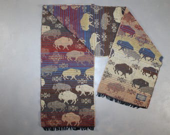Pendleton Wool Wool Blend Bison Buffalo Aztec Western Scarf Multicolor