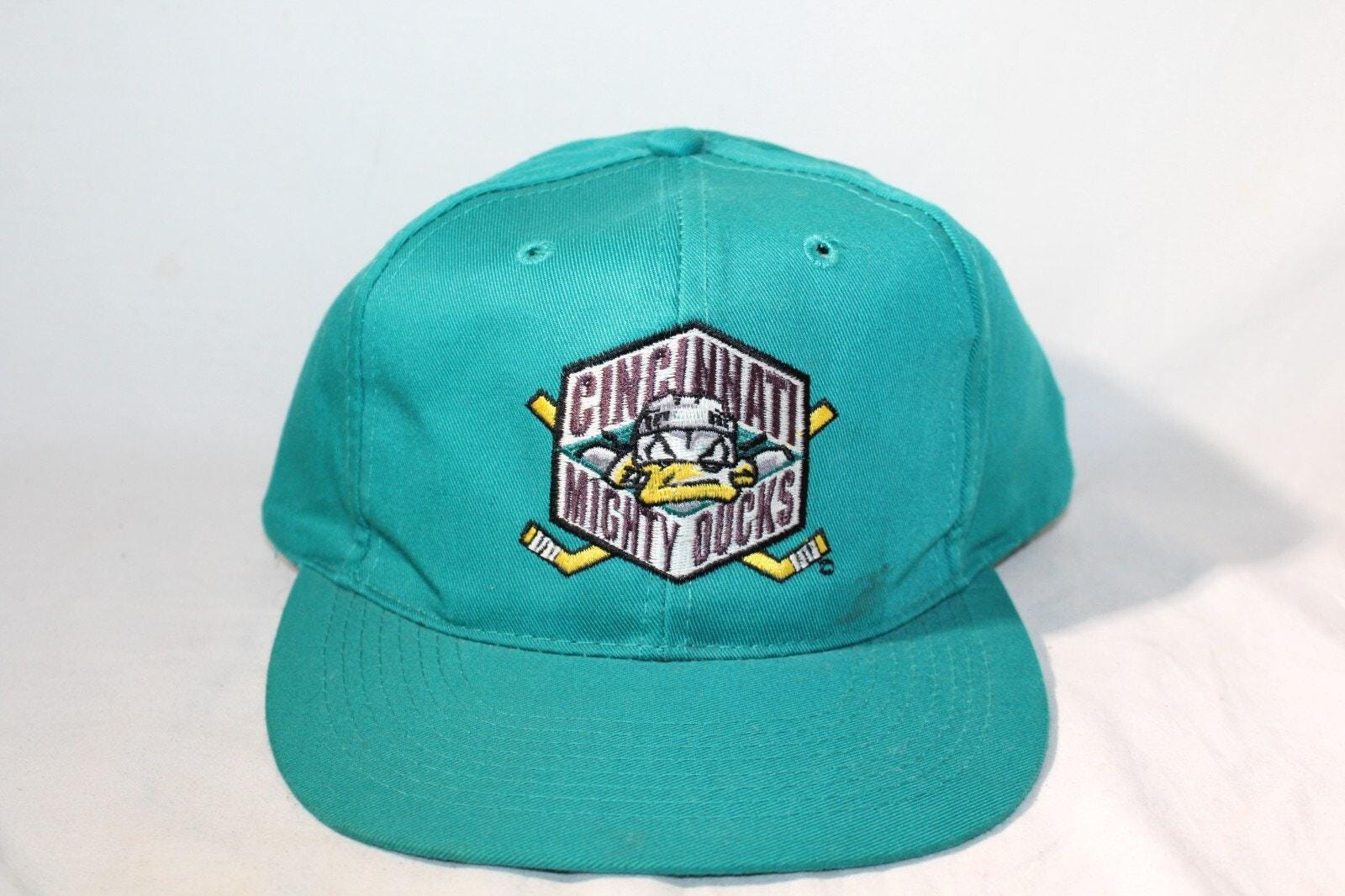 Vintage Cincinnati Mighty Ducks Rare Teal Cap AHL Snapback Hockey Team Hat Rare