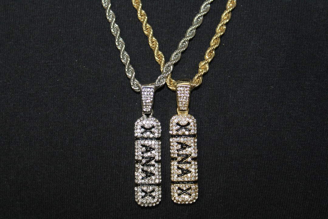 Gold and Silver Plated XANAX Bar Solid Pendant Rope Chain Etsy