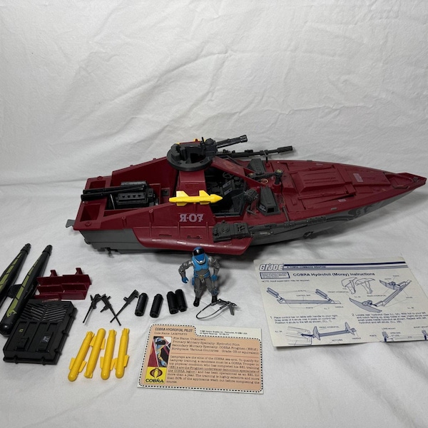 G.I. Joe Cobra Hydrofoil Moray Boat 1985 Near Complete Vehicle Lampreys Hasbro
