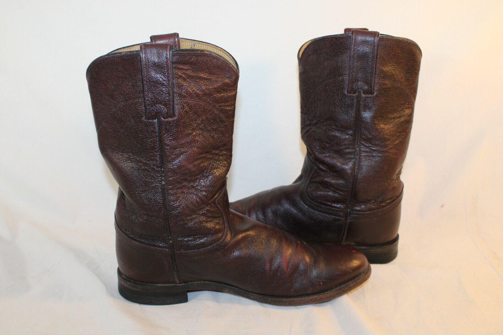 Justin Jackson Western Cowboy Boots Maroon Leather Riding  display picture 3