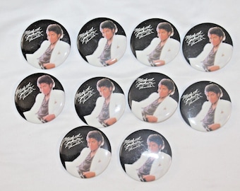 Vintage 10er Set Michael Jackson Thriller Buttons 50er Jahre