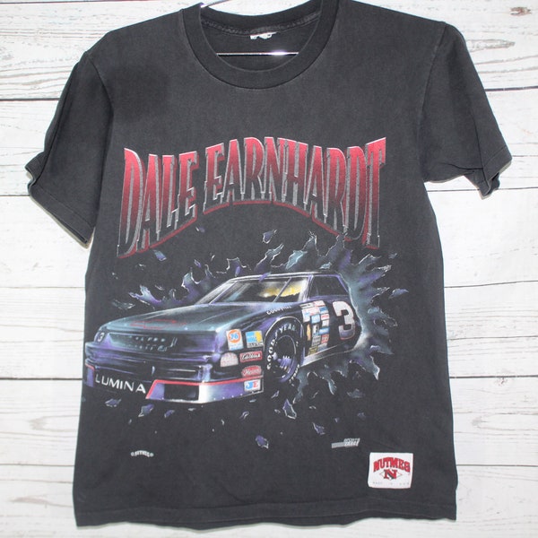 Dale Earnhardt Busting Through the Shirt Vintage Retro Large Graphic Unisex Mens Womens Double Sided Single Stitch NASCAR Racing T-shirt