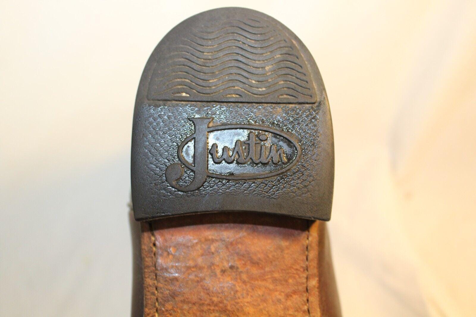 Justin Jackson Western Cowboy Boots Maroon Leather Riding Roper Mens 8.5 Justin® Men main image 3