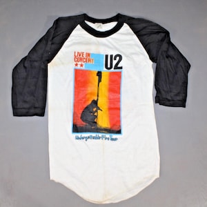 Vintage 80’s U2 The Unforgettable Fire Tour 1985 Concert 3/4 Sleeve T-Shirt