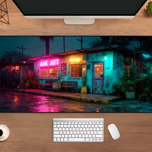 Vibrant Neon Mousepad, Aesthetic Large Custom Gaming Desk Mat, Retro Home Office Accessory, Unique Design, Gift For Gamers
