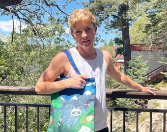 Raccoon Canvas Tote Bag – Hand Painted Inspired Animal Art Shopper | Eco Friendly Reusable Bag | Ships from China