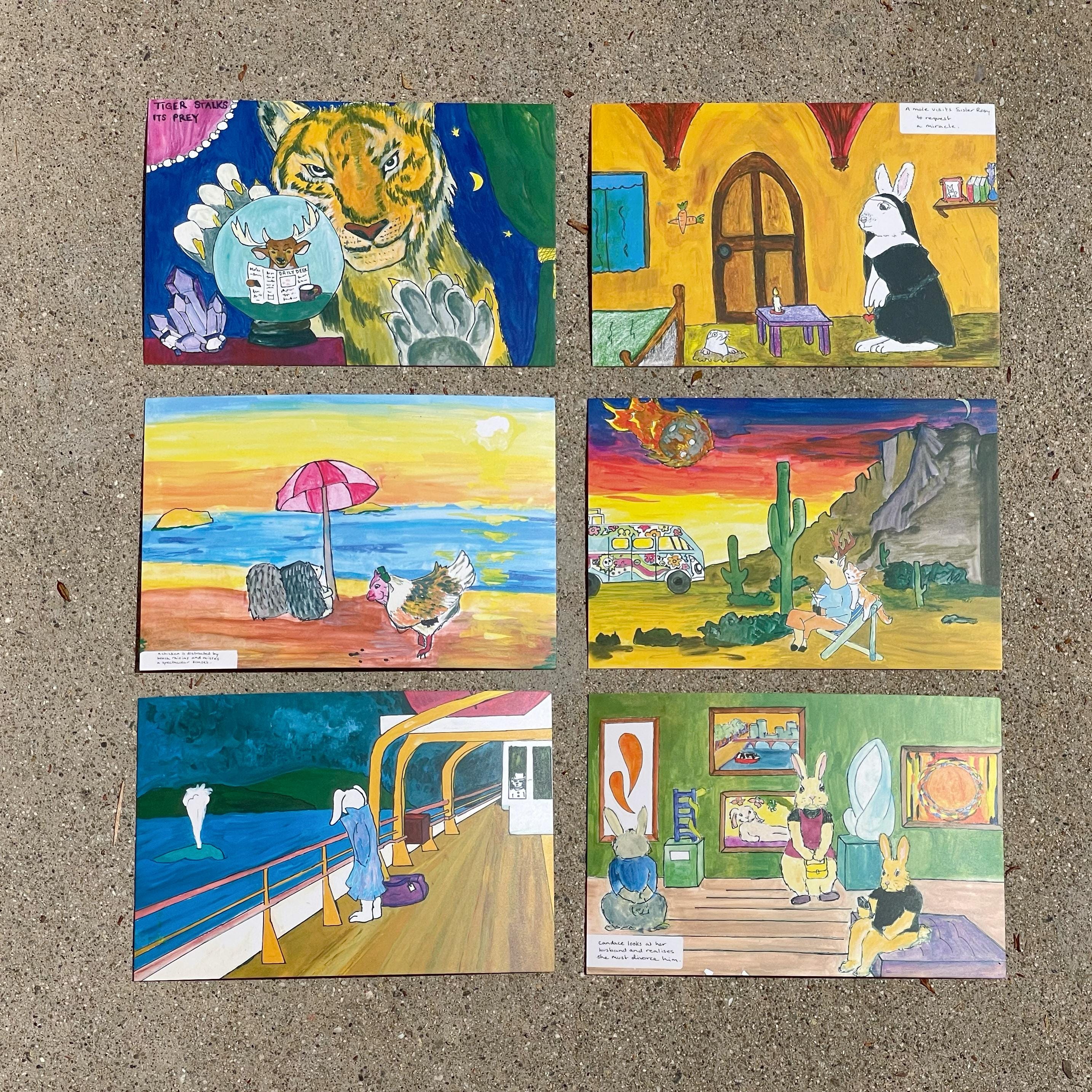 Animal Postcard Set – 6 Whimsical Art Prints by Mae Martin | Cute