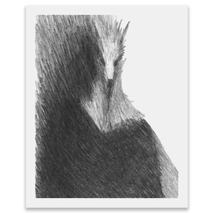 Werewolf art print - Occult folk horror portrait of shapeshifter wolfman creature - Witchy and dark gothic folklore pencil illustration