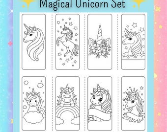 Marcapáginas de unicornio para imprimir y colorear
