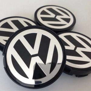 4PCS 65mm VW Wheel Center Caps | Chrome Hub Covers | 3B7-601-171 | Fits Jetta 2008–2017 | Silver Volkswagen Rim Caps | ( VW CAPS )