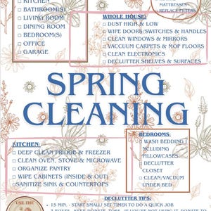 Spring Cleaning Checklist, Deep Cleaning Planner, Declutter Schedule (PDF Download)
