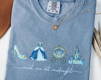 Comfort Colors® Meet me at Midnight Shirt, Cinderella Inspired T-Shirt, Disney Cinderella Shirt, Princess Party Gift, Disney Girls Trip 2025
