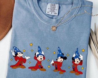 Walt Disney Fantasia Mickey Watercolor T-Shirt, Disneyland Family Matching Shirt, Comfort Color®, Mickey Sorcerer Tee, Fantasia Mickey Shirt