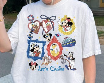 Camiseta Disney Mickey y sus amigos Let's Cruise Line, Camiseta a juego para vacaciones familiares en crucero 2026, Camiseta Disney Magic, Comfort Colors®, Viaje en crucero