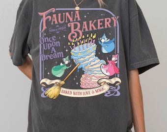 Retro Disney Sleeping Beauty Fauna Bakery Comfort Colors® Shirt, Baked With Love And Magic Shirt, Aurora Princess WDW Gift, Family Trip Gift