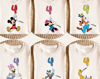 Custom Disney Birthday Shirt, Mickey Mouse Balloon Shirts, Personalized Mickey & Friends Birthday Sweatshirt, Birthday Gift, Comfort Colors®