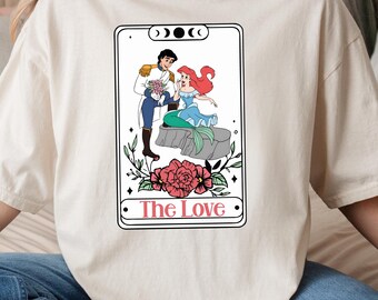 Disney Princess Ariel & Eric Valentines Shirt, Little Mermaid Heart Shirt, Disney Valentine's Bows Shirt, Disney Family Trip,Comfort Colors®