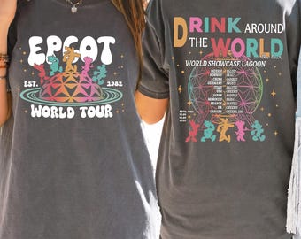 Retro Epcot Drink Around The World Shirt, Drink Around The World Tee, Disney Epcot 1982 Shirt, Epcot Drink Around The World, Comfort Colors®