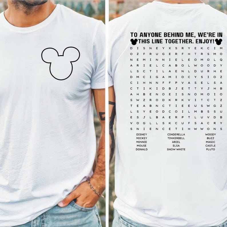 Funny Interactive Disney Shirt, Waiting In Line Puzzle Double Side Disney T-shirt, Disney Dad T-shirt, Disneyworld Shirt, Disney Mom T-shirt image 3